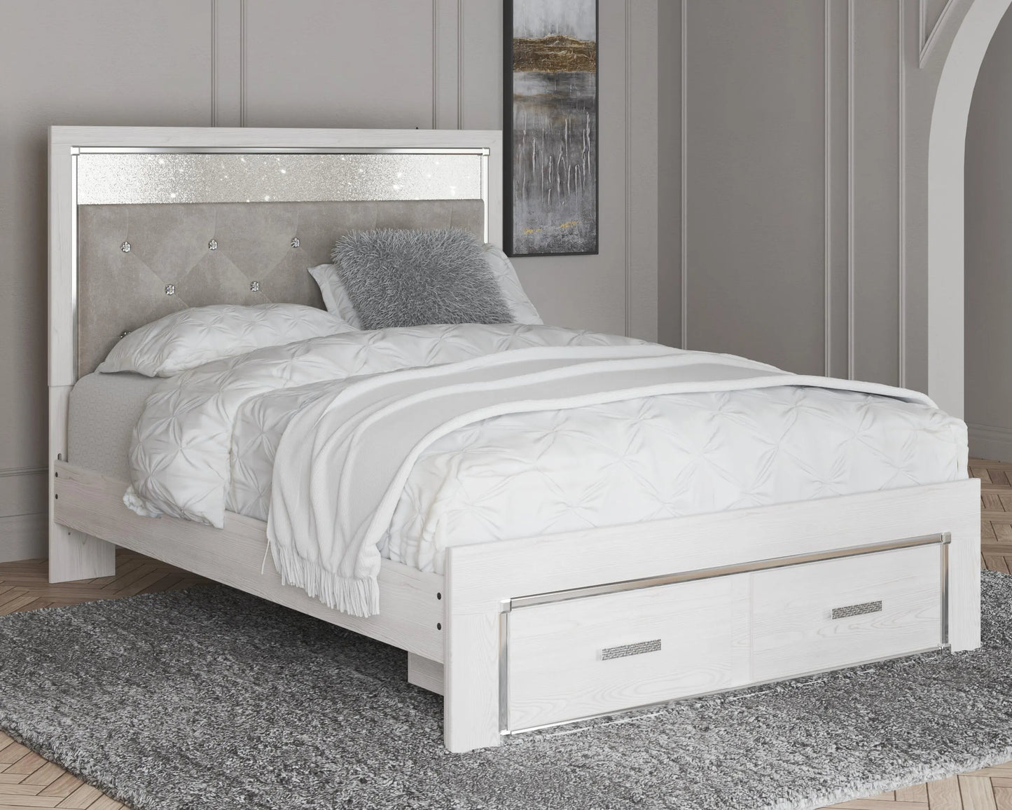 Cama tapizada con almacenaje Altyra Queen