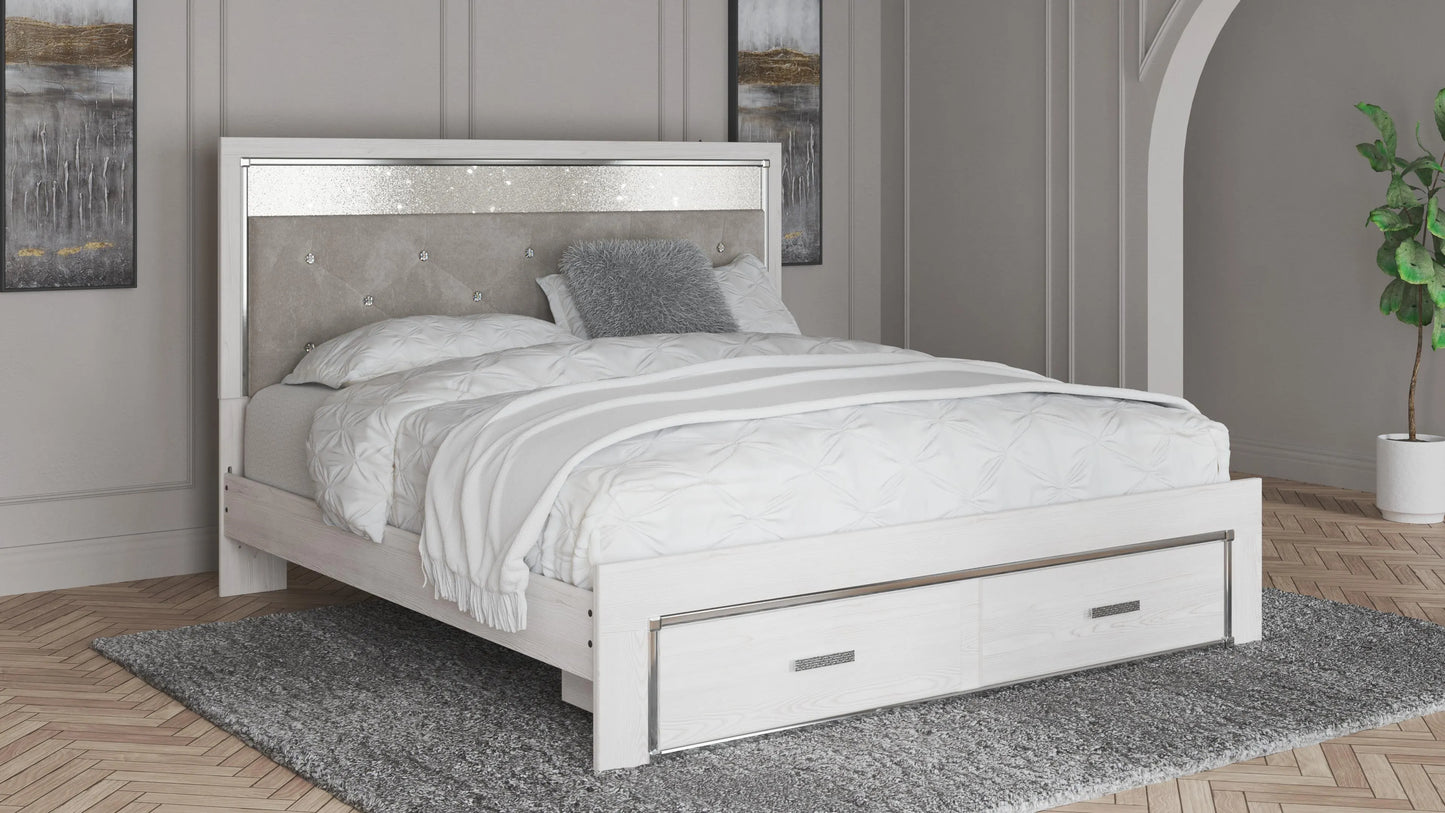 Cama Altyra King tapizada con almacenamiento