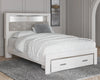 Cama tapizada tamaño Queen con librero y almacenaje Altyra