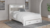 Cama tapizada tamaño Queen con librero y almacenaje Altyra