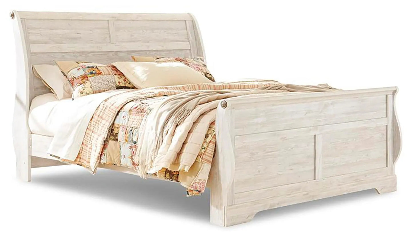 Cama de matrimonio Willowton con cabecero trineo