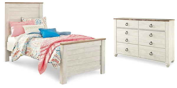 Cama doble con paneles y tocador Willowton