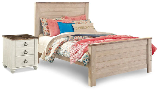 Cama de panel completo y mesita de noche Willowton