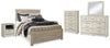 Cama Bellaby Queen con panel, tocador, espejo, cómoda y 2 mesitas de noche