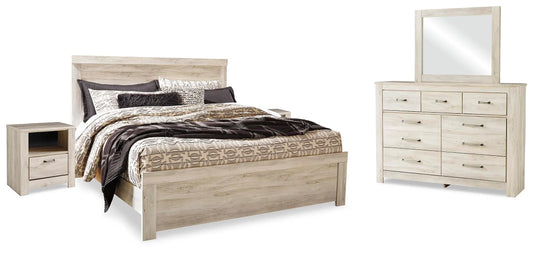 Cama King, cómoda, espejo y 2 mesitas de noche Bellaby