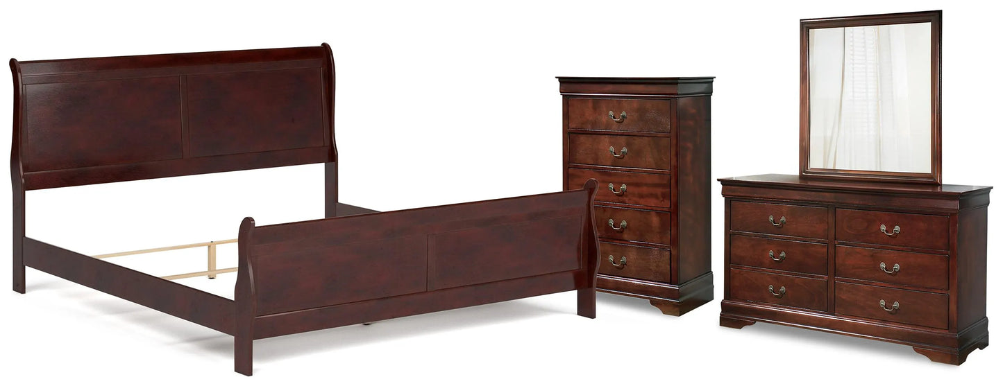 Cama Alisdair King con mesitas, espejo y cómoda