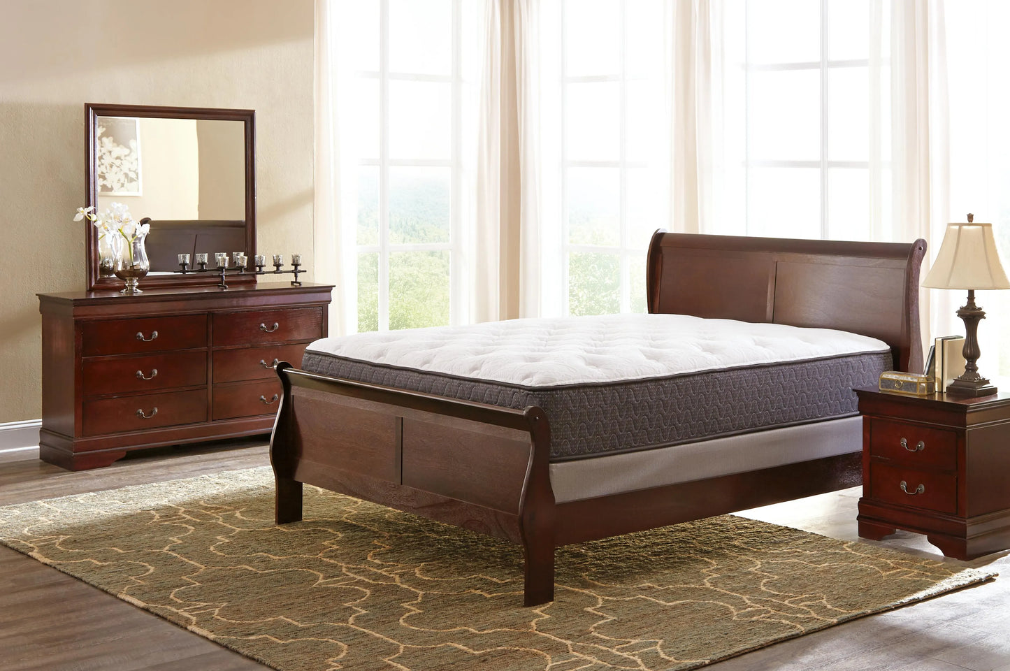 Cama con dosel, cómoda, espejo y mesita de noche Alisdair King
