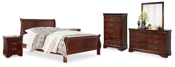 Cama Alisdair King, Tocador, Espejo, Cómoda y 2 Mesitas de Noche
