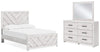 Cama, cómoda y espejo de panel completo Cayboni