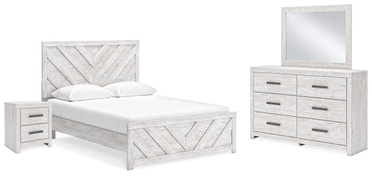Cama, cómoda, espejo y mesita de noche Queen Cayboni