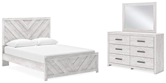 Cama con panel, tocador y espejo Cayboni Queen