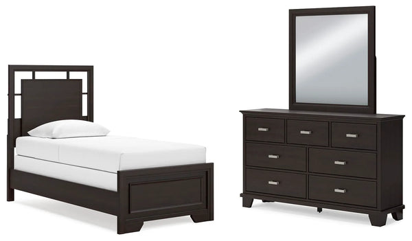 Cama, Tocador y Espejo de Doble Panel Covetown