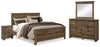 Cama King, cómoda, espejo y 2 mesitas de noche Trinell
