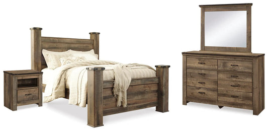 Cama tamaño queen, tocador, espejo y mesita de noche Trinell