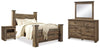 Cama tamaño queen, tocador, espejo y mesita de noche Trinell