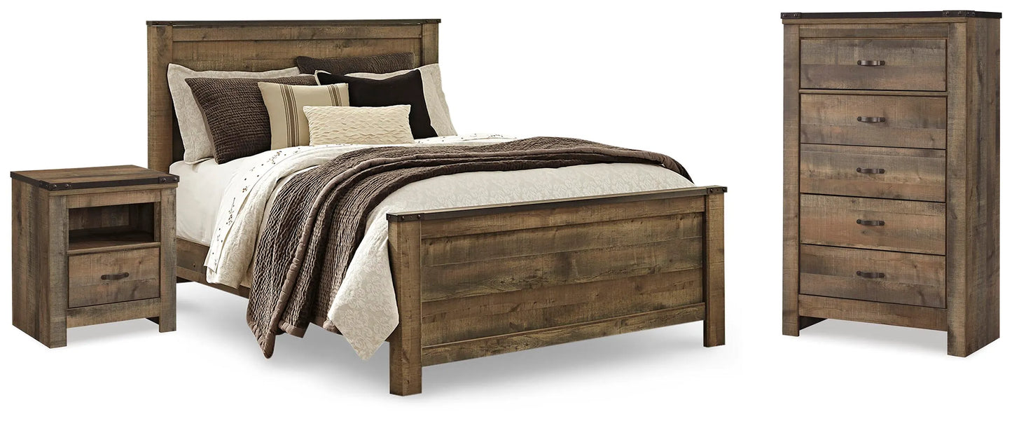 Cama Queen Trinell, cómoda y 2 mesitas de noche