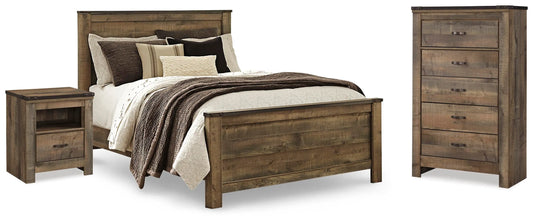Cama Queen Trinell, cómoda y 2 mesitas de noche