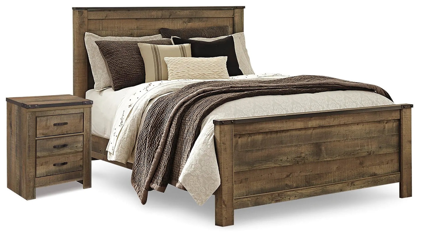 Cama Trinell Queen con Panel y Mesita de Noche