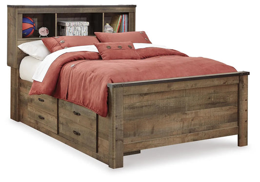 Cama Trinell con estantería completa y almacenamiento de 2 lados