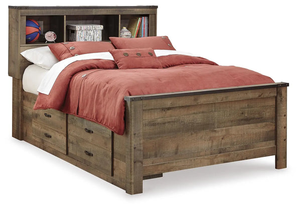 Cama Trinell con estantería completa y almacenamiento de 2 lados