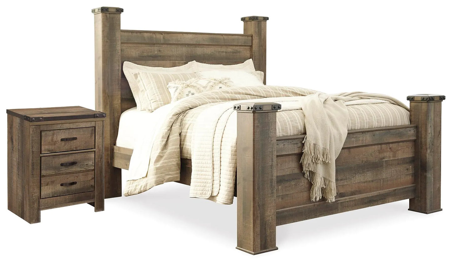 Cama Queen con dosel y mesita de noche Trinell