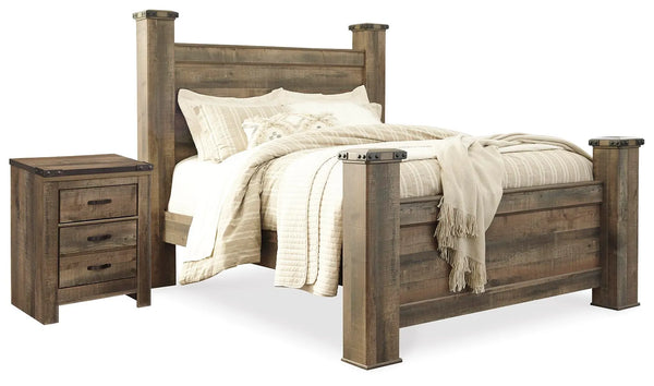 Cama Queen con dosel y mesita de noche Trinell