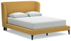 Cama tapizada Maloken Queen con somier de láminas
