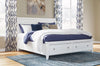 Cama Trulani King con almacenamiento y cabecero de trineo