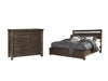 Cama Starmore de tamaño California King con paneles, cómoda y espejo