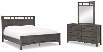 Cama Montillan Queen con panel, cómoda y espejo