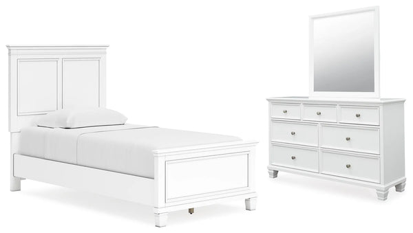 Cama doble, cómoda y espejo Fortman
