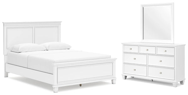 Cama Fortman Queen con cabecero, cómoda y espejo