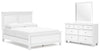 Cama Fortman Queen con cabecero, cómoda y espejo