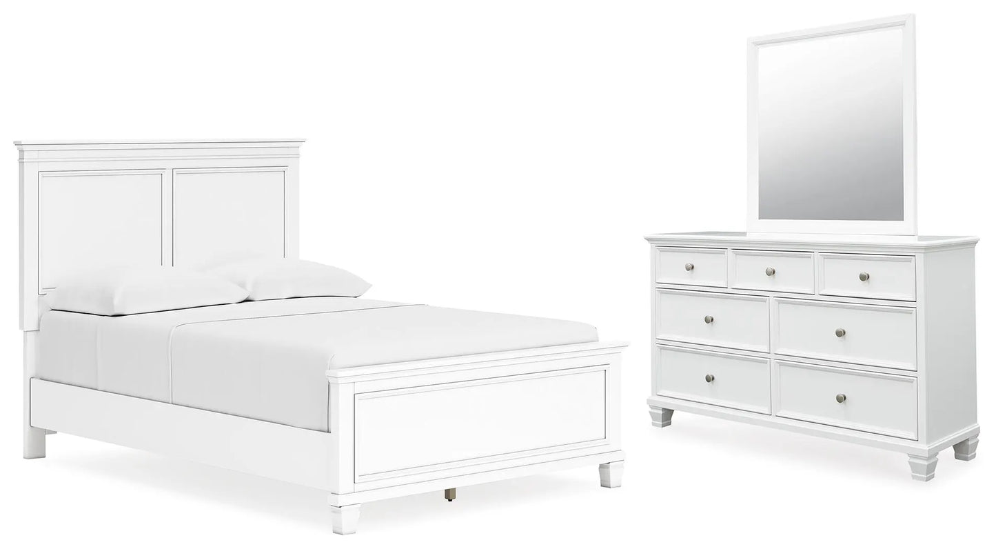 Cama completa, cómoda y espejo Fortman
