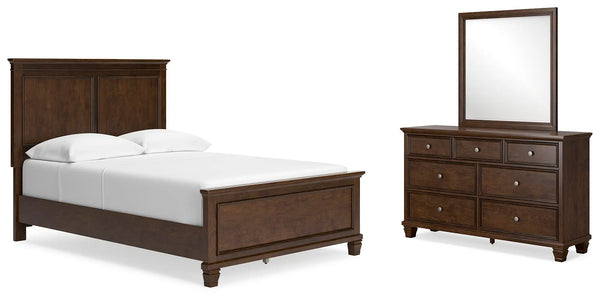 Cama de panel completo, cómoda y espejo Danabrin