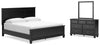 Cama de paneles, tocador y espejo Lanolee King