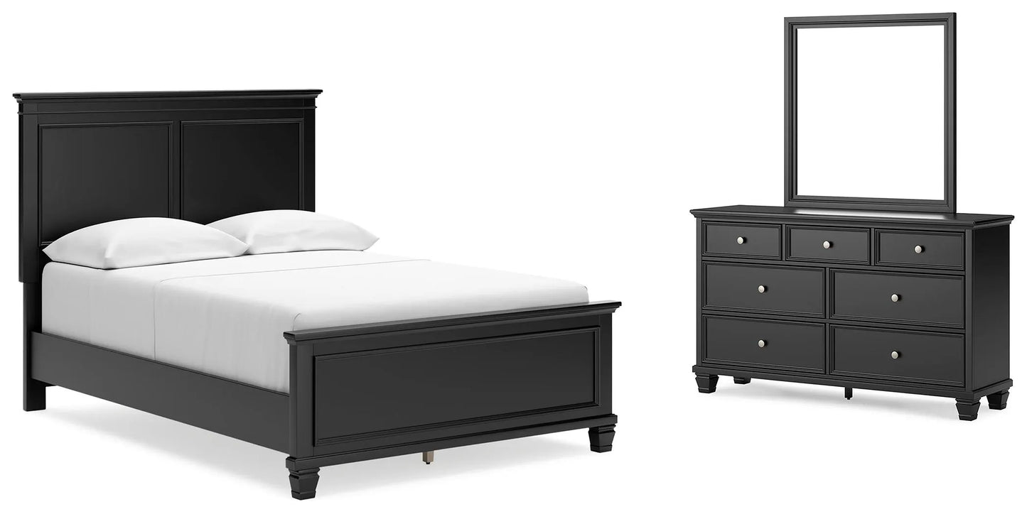 Cama, Tocador y Espejo Lanolee Full Panel