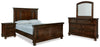 Cama tamaño Queen, tocador, espejo y mesita de noche Porter