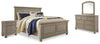 Cama tamaño King, tocador, espejo y 2 mesitas de noche Lettner