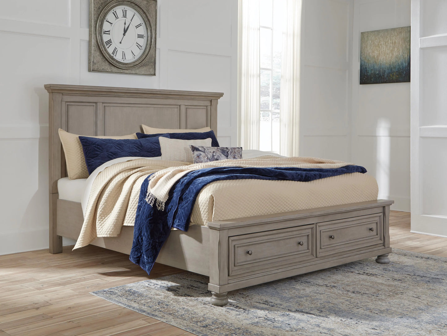 Cama Lettner California King con panel y almacenamiento