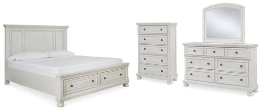 Cama con almacenaje Queen, cómoda, espejo y chifonier Robbinsdale