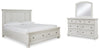 Cama con panel de almacenamiento, cómoda y espejo Robbinsdale King