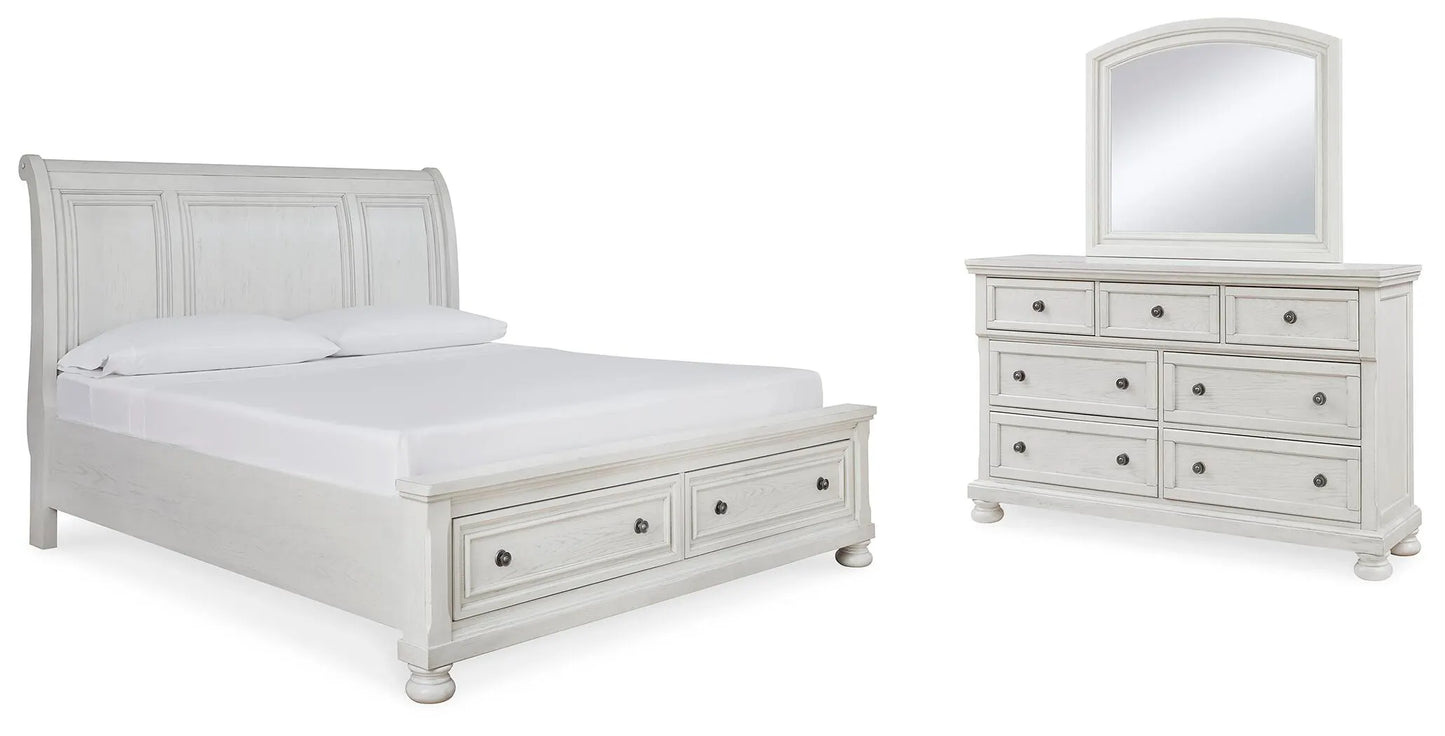 Cama Queen con almacenaje, cómoda y espejo Robbinsdale
