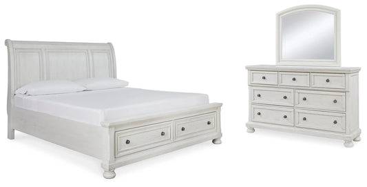 Cama Queen con almacenaje, cómoda y espejo Robbinsdale