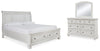 Cama Robbinsdale King Sleigh con Almacenamiento, Cómoda y Espejo