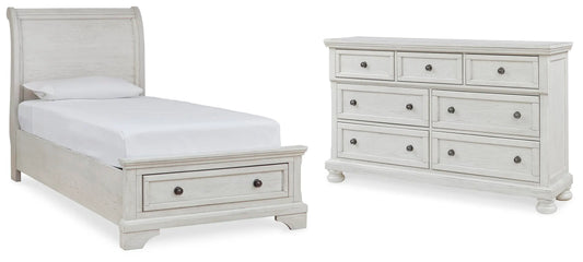 Cama con trineo Robbinsdale Twin con almacenamiento y cómoda