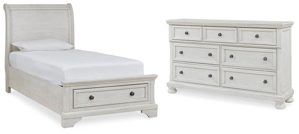 Cama con trineo Robbinsdale Twin con almacenamiento y cómoda