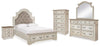 Realyn Queen Upholstered Bed, Dresser, Mirror, Chest and Nightstand