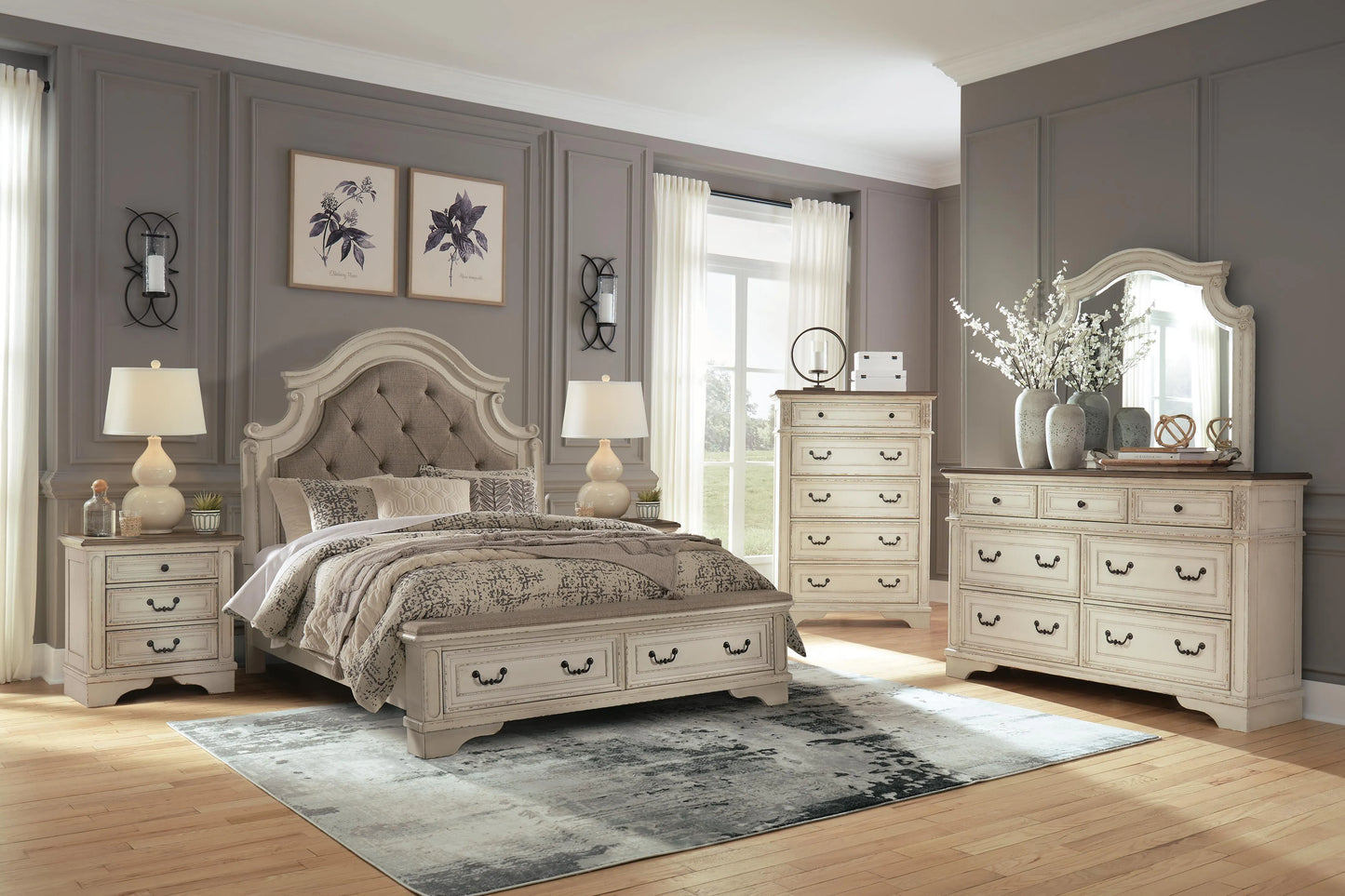 Cama de almacenamiento tapizada Queen Realyn