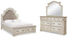 Cama de almacenamiento Queen, tocador y espejo Realyn
